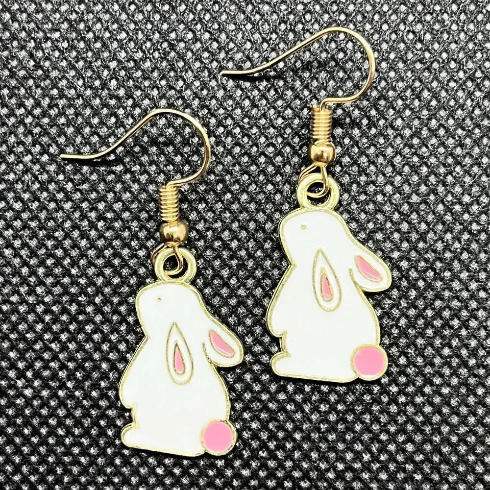 Cute Bunny Drop Earrings | Handmade - Picture 3 of 4